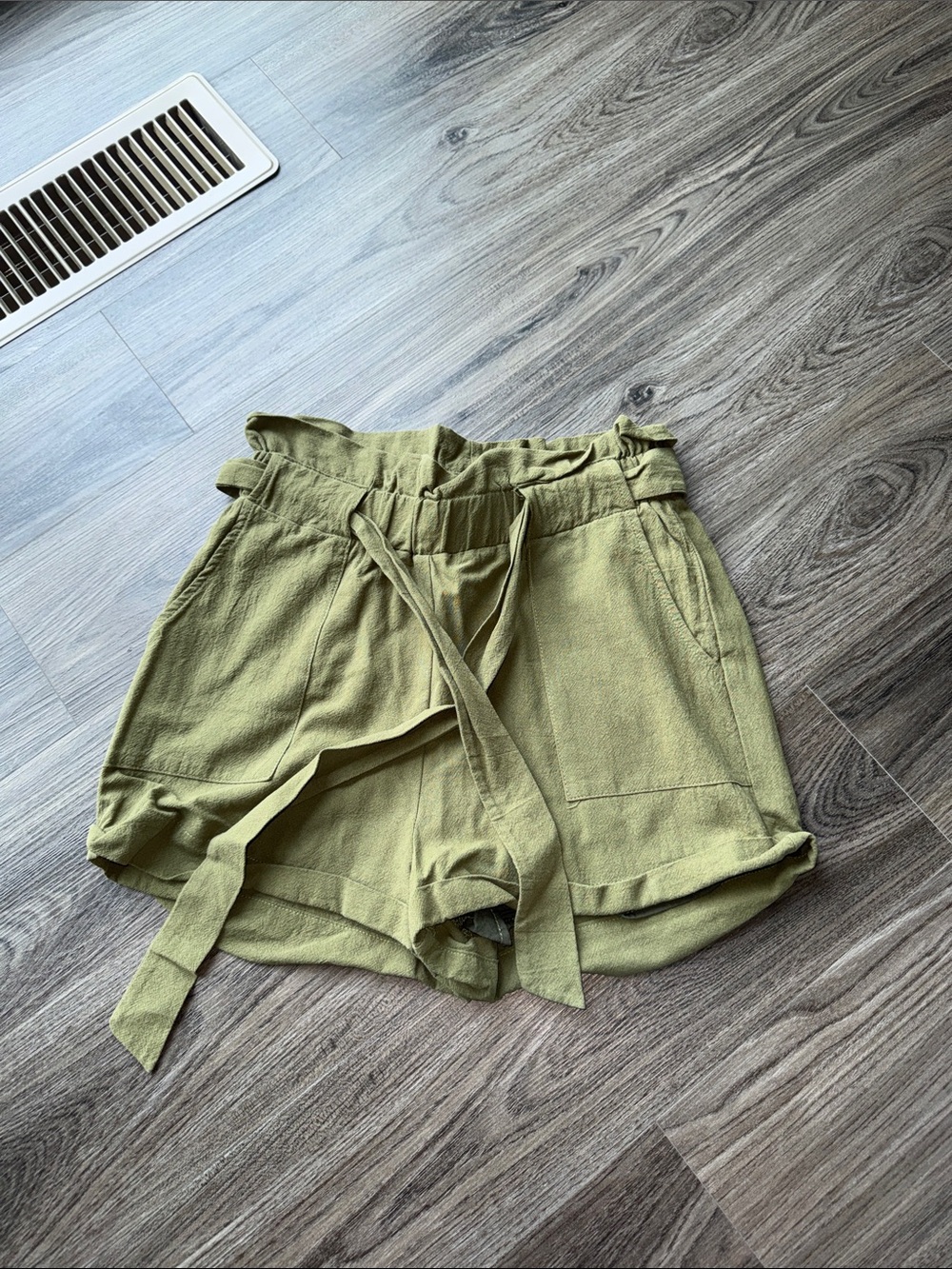 Women’s Olive Green Tie-Waist Shorts
